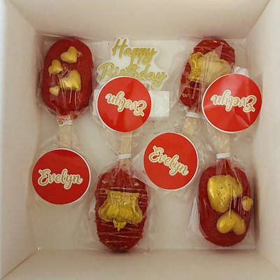 A Set Of 24 Cake Pops Red Velvet, Chocolate, Birthday, Sprinkle, Vanilla