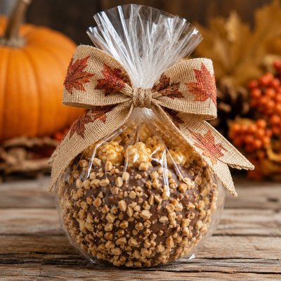 Chocolate Peanut Carmel Popcorn Ball