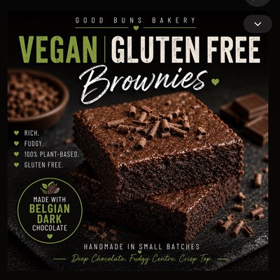 Fudgy Chocolate Brownies (Box of 4) ⭐ Vegan & GF 