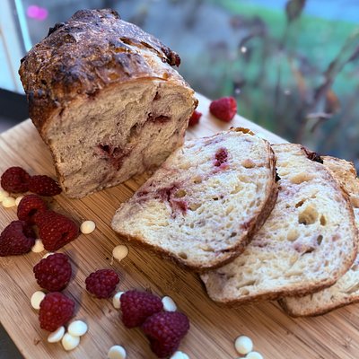 Raspberry White Chocolate Sourdough Bread