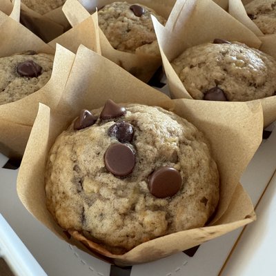 Banana Chocolate Chip Sourdough Muffins - 4 Qty 
