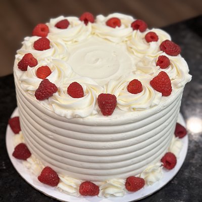 Raspberry White Almond Cake