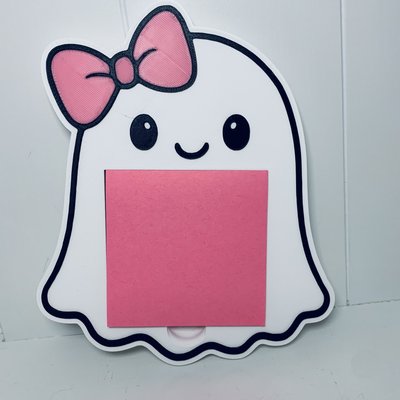 Ghost With Pink Bow Sticky Note Holder