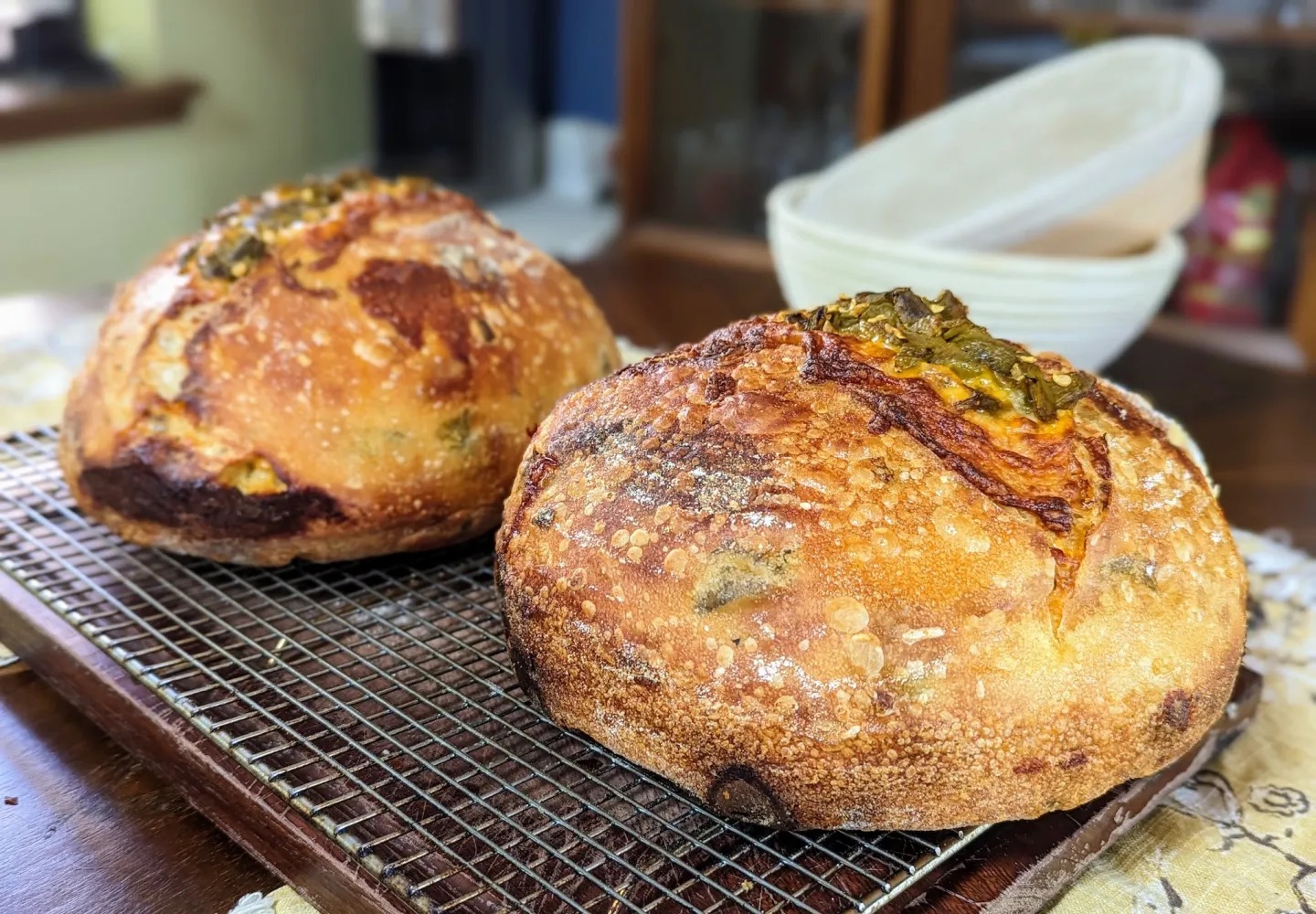 Green Chile + Bacon + Cheddar Sourdough Boule