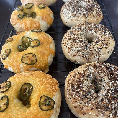 Jalapeno Cheddar Sourdough Bagels
