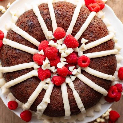 White Chocolate Raspberry Swirl Bundt Cake