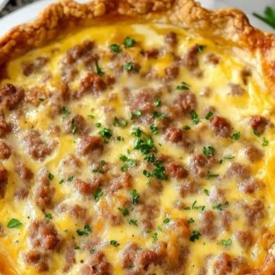 Hot Sausage & Carmelized Onion Quiche. 