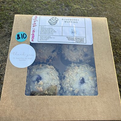 Muffins (4 Large Bakery Style) Blueberry, Chocolate Chip, Strawberry,