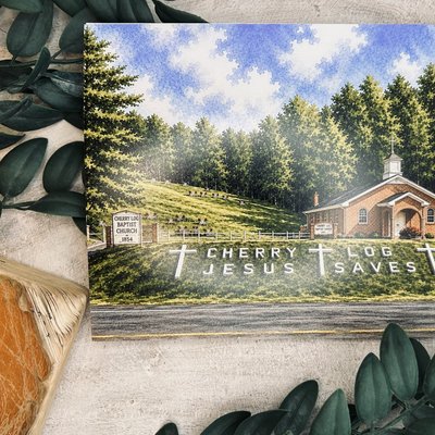 Cherry Log Baptist Church Print 6x8
