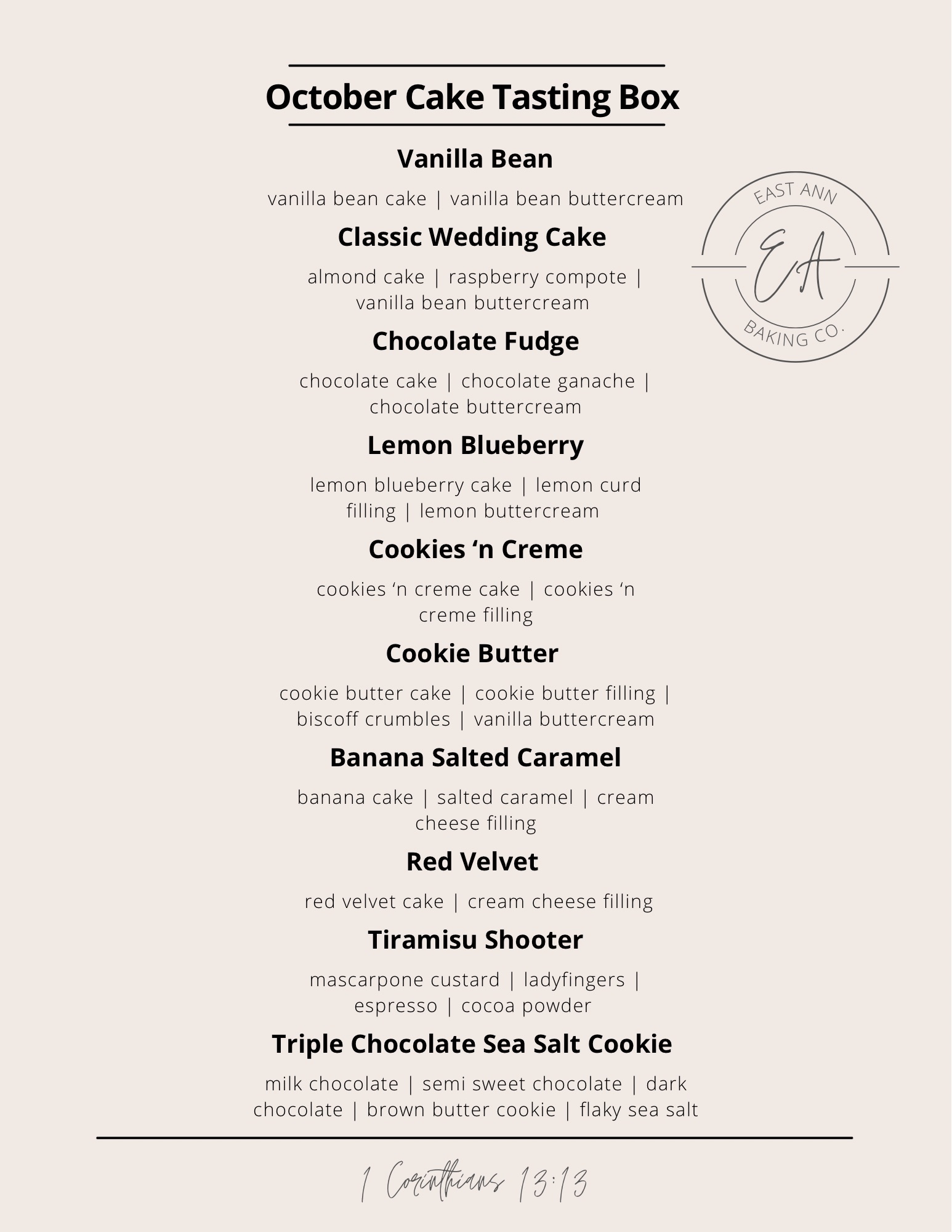 Cake Tasting Box (pickup 10/9-10/10)