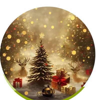 Decorated 9" Edible Image Christmas Cake