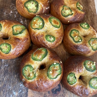 Jalapeno Cheddar Sourdough Bagels (individual)