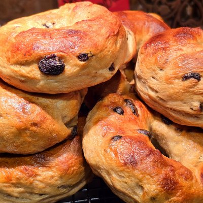 Cinnamon Raisin Bagels.  (8) 