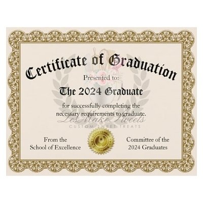 2026 Graduate 1.5 Inch Edible Icing Diploma 