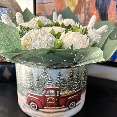 Large Christmas Farm Truck Tin