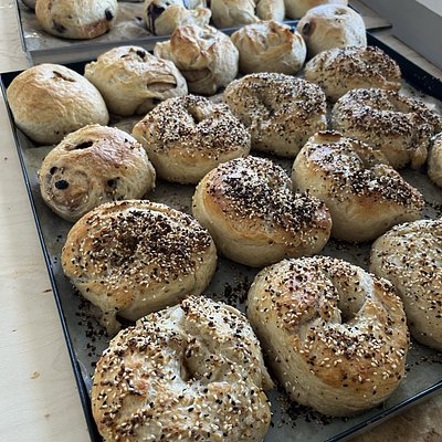 1/2 dozen assorted organic sourdough bagels  