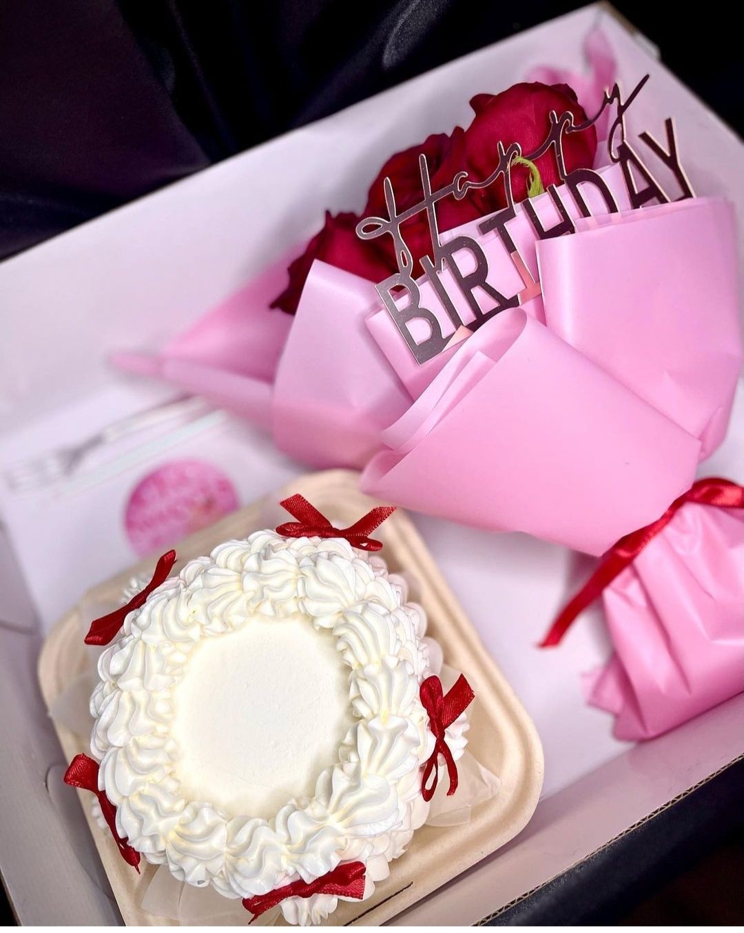 Bento Cake & Bouquet Of Roses 