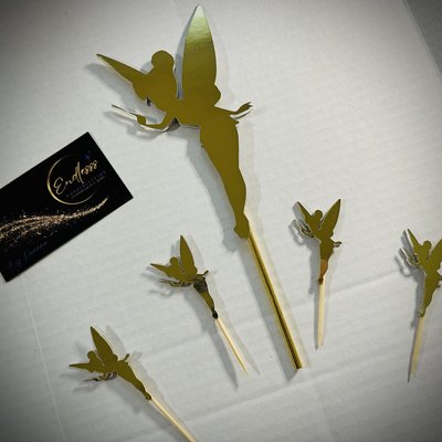 All gold Tinkerbell Cake Topper With 4 Cupcake Toppers✨