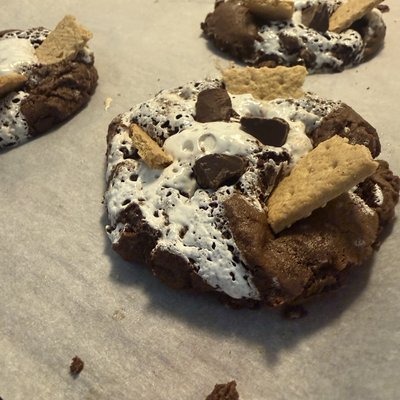 Six Double Chocolate S’mores Cookies 