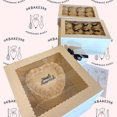 6 Inch Standard Vintage Heart (Serves 20+) & 50 Matching Cupcakes 