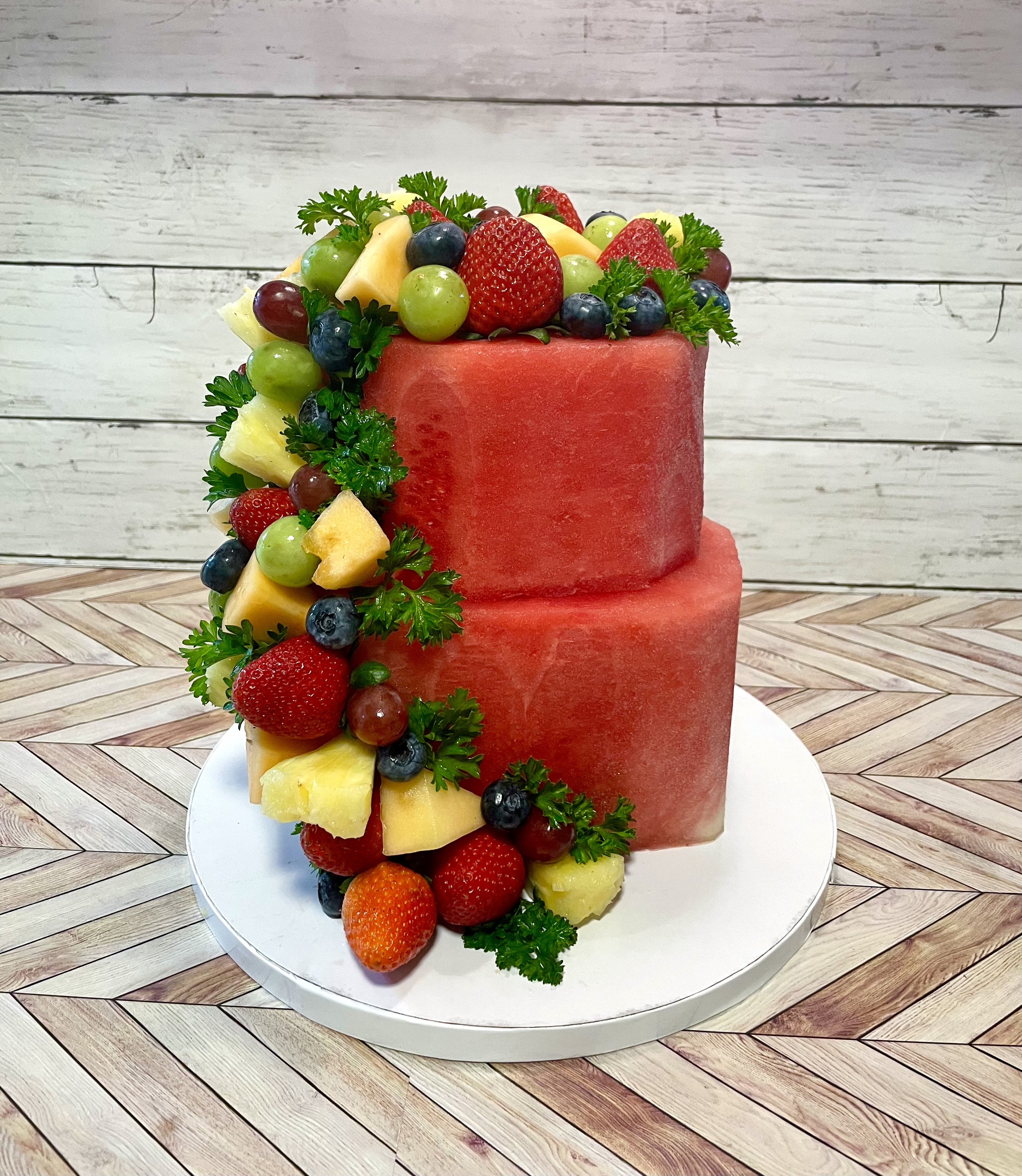 2 Tier Fresh Fruit Cake 