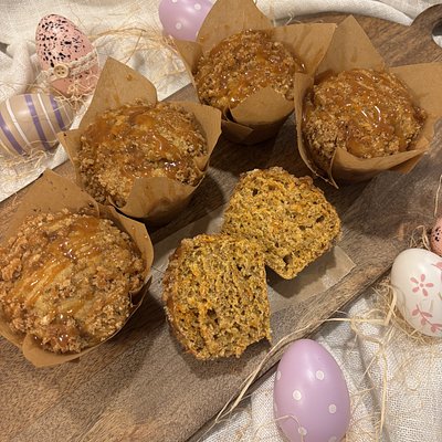 Sourdough Carrot Cake Muffins 
