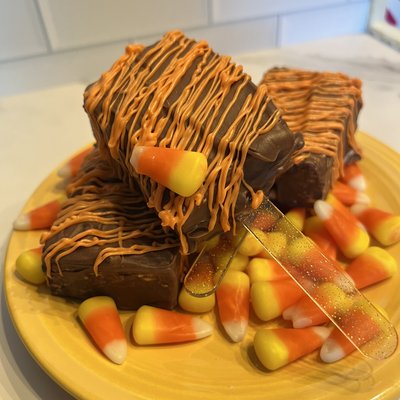 Halloween Chocolate Dipped Rice Krispie Treat