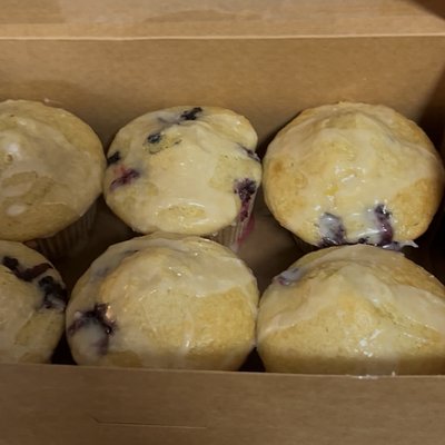 Sourdough Lemon Blueberry Muffins With Lemon Glaze 6pack