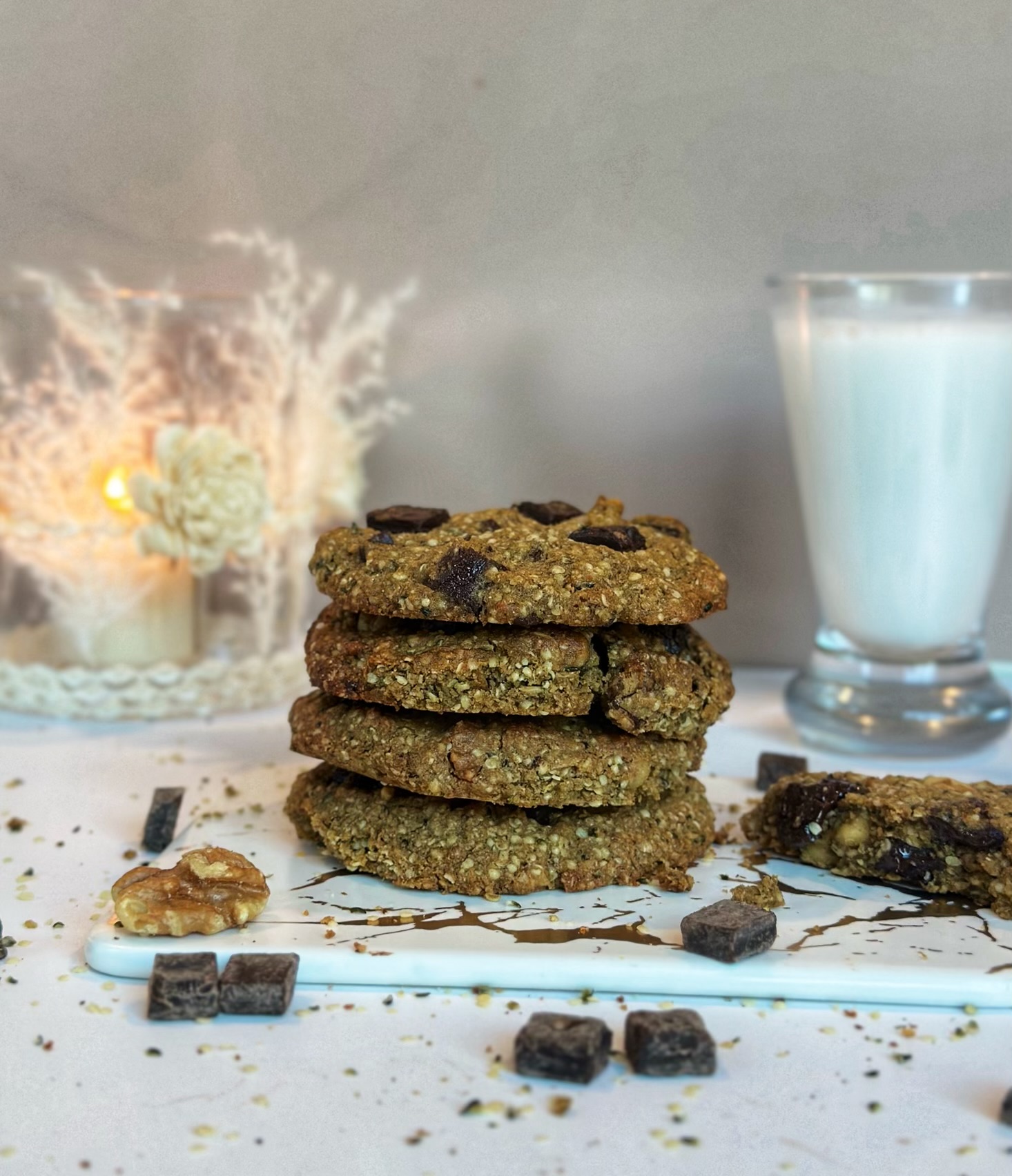 Matcha Walnut Chocolate Chip Cookie