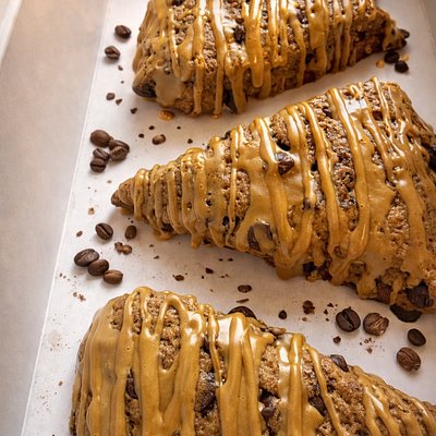 Sourdough Espresso Chocolate Chip Scones With Espresso  Glaze 