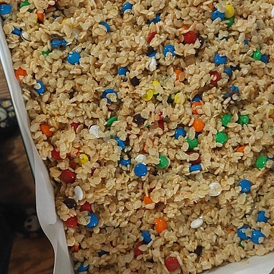 M&M Rice Krispy Treats