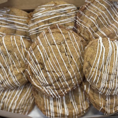 Pumpkin Cookies White Chocolate Drizzle 