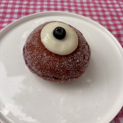 Ube Bombolone - Lemon Cream & Blueberry Coulis