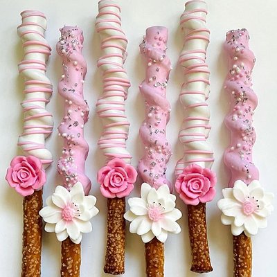 Caramel Wrapped And Chocolate Dipped Pretzel Rods