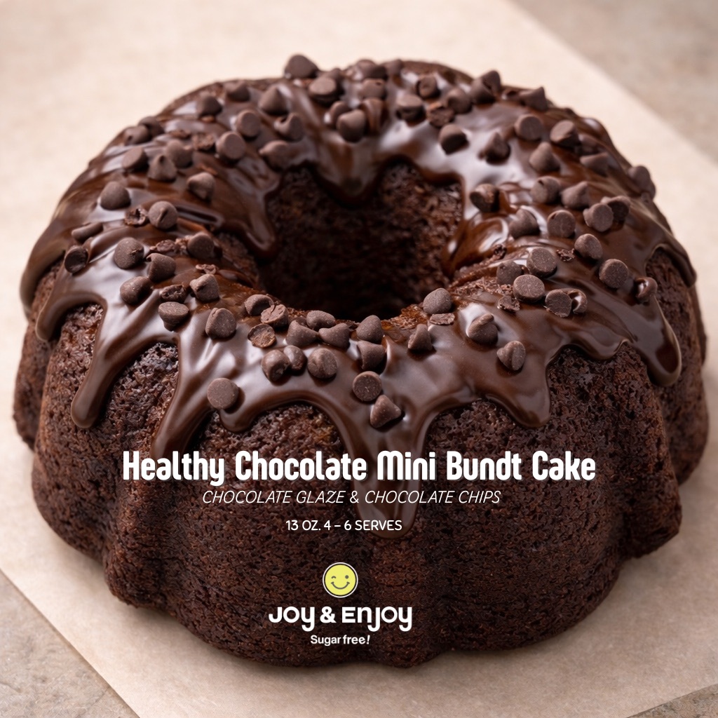 Healthy Chocolate Mini Bundt Cake CHOCOLATE GLAZE & CHOCOLATE CHIPS
