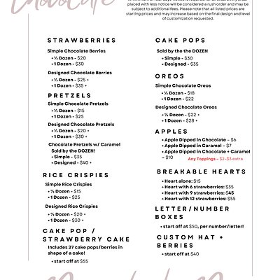 Menu / Additional Information 