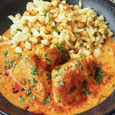 “Paprikahuhn mit Spätzle” - Chicken Paprika with Spaetzels and Cucumber Salad (serves 6-8)