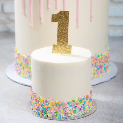 Gold 1 Rainbow Sprinkle Smash Cake