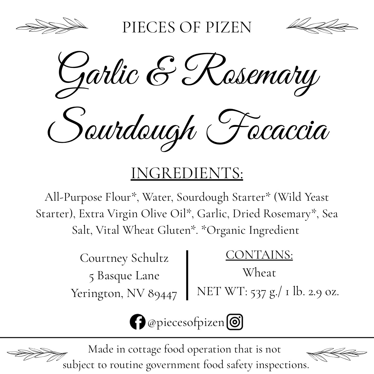 Garlic & Rosemary Sourdough Focaccia
