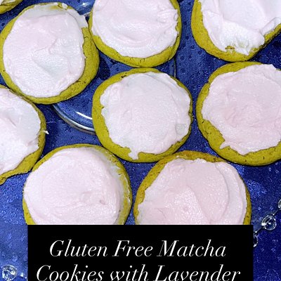 Gluten Free Matcha Cookies with Lavender Frosting