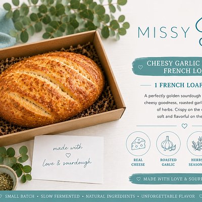 Cheesy Garlic & Herb Sourdough French bread