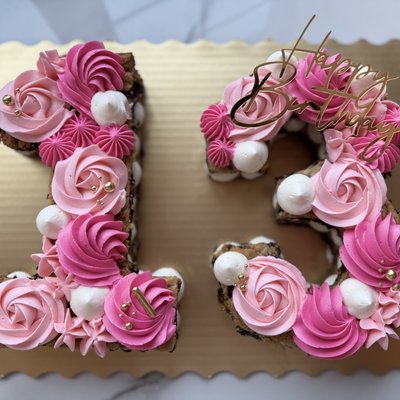 (2) 7.5x5” Double Layer Cookie Cakes Letter Or Numbers 