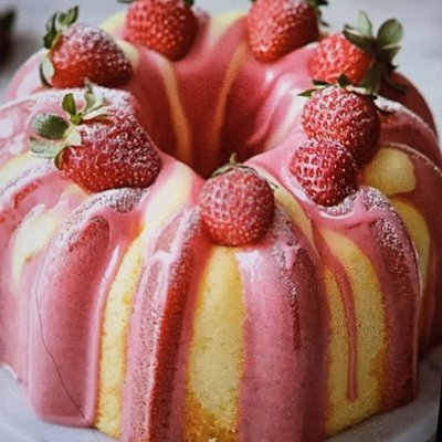 Strawberry Milkshake Pound Cake 