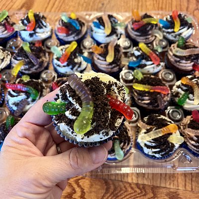 Gummy Worm Dirt Cupcake 