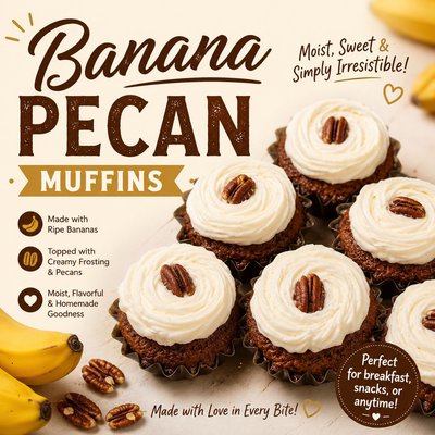 Banana Pecan Muffins (Half Dozen)