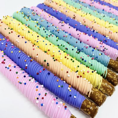 Pretzel Rods Dipped In Chocolate Custom Themed 