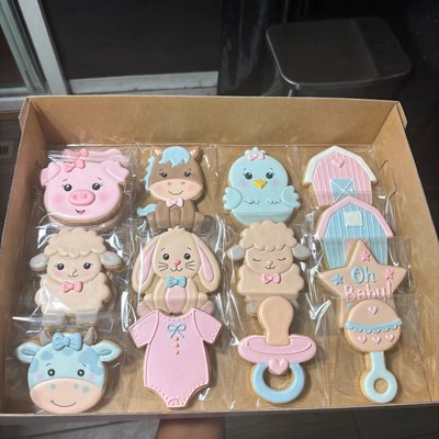 4 Farm Animals Baby Shower Cookie Set