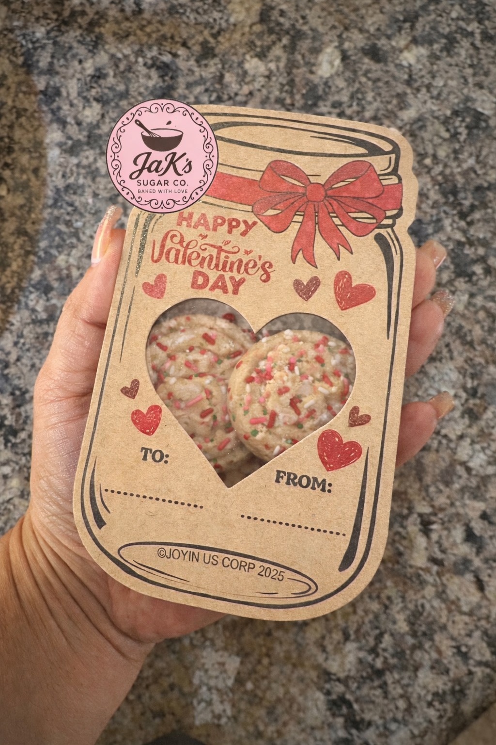 Valentine Treat Individual With 6 Mini Sprinkle Cookies