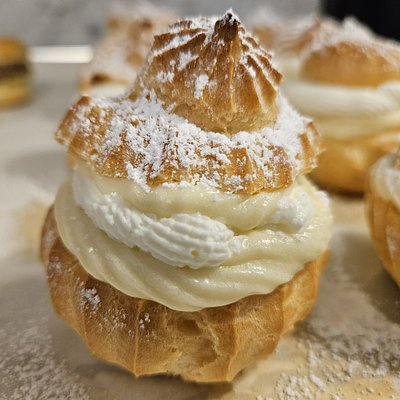 Chocolate and Vanilla Cream Puffs, dozen