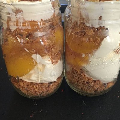 Peach Cobbler In A Mason Jar